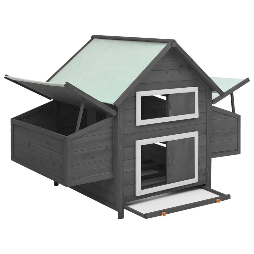 vidaXL Chicken Coop Gray and White 59.8"x37.7"x43.3" Solid Firwood. Picture 2