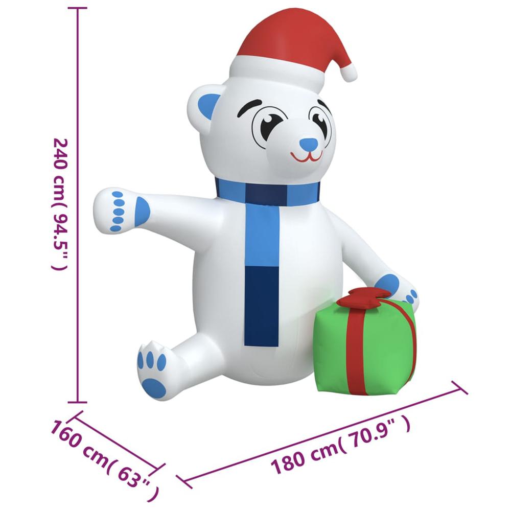 vidaXL Christmas Inflatable Teddy Bear LED 94.5". Picture 11