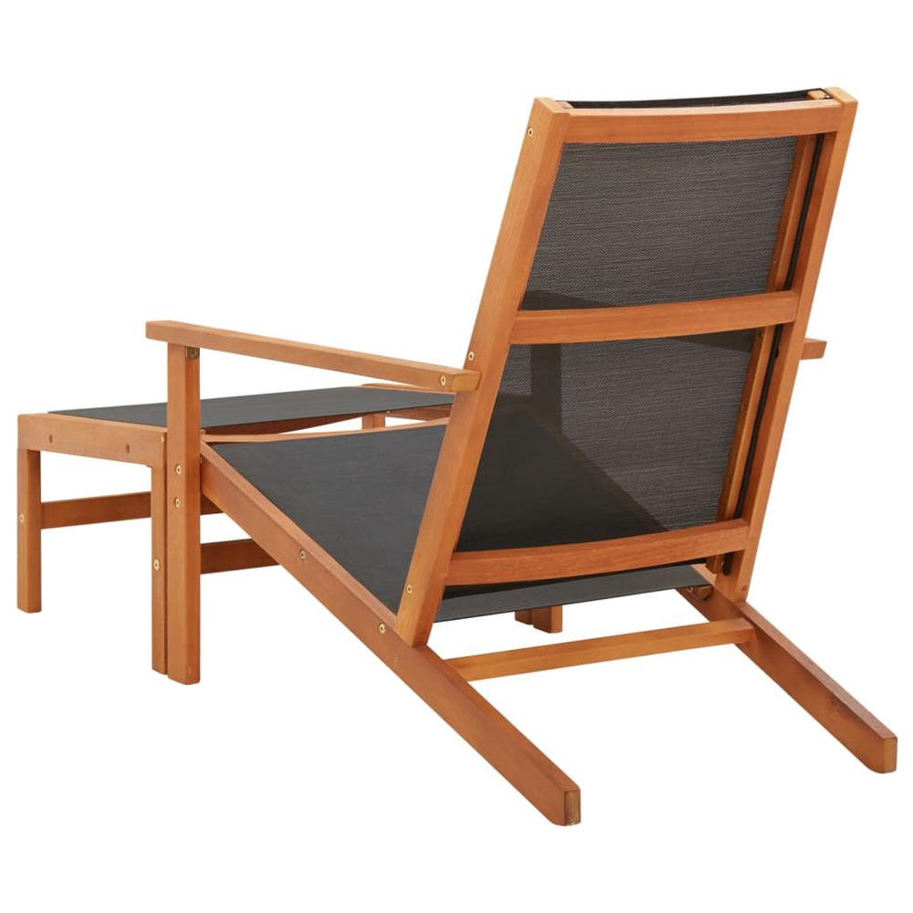 vidaXL Patio Chair with Footrest Solid Eucalyptus Wood and Textilene, 316127. Picture 3