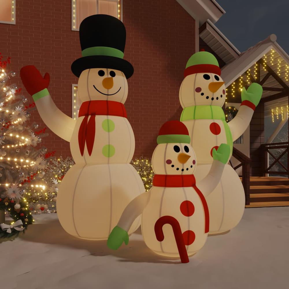vidaXL Inflatable Snowman Family with LEDs 196.9". Picture 1