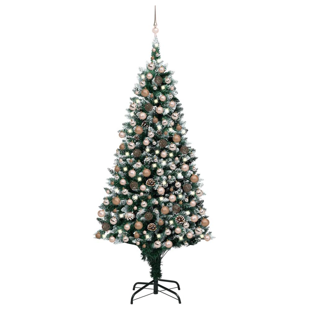 vidaXL Artificial Christmas Tree with LEDs&Ball Set&Pine Cones 94.5", 3077619. Picture 1