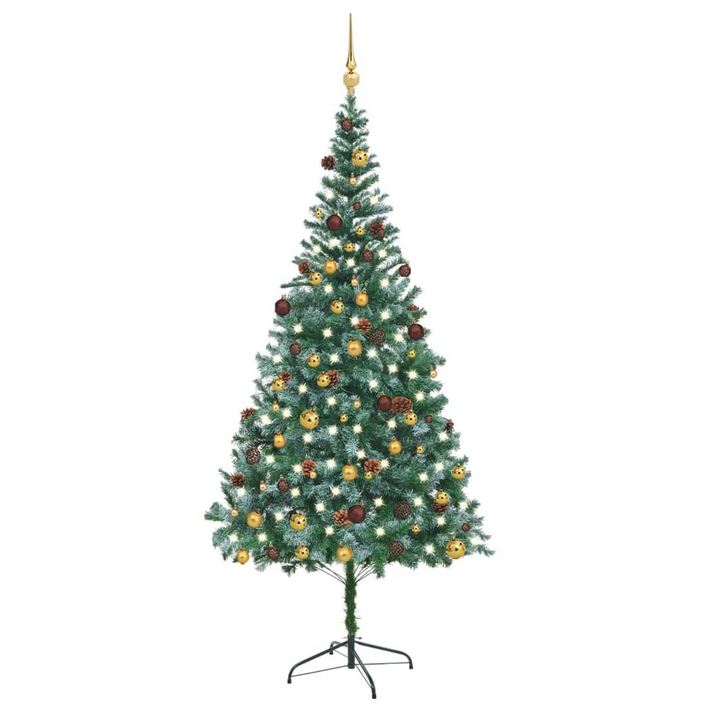 vidaXL Artificial Christmas Tree with LEDs&Ball Set&Pinecones 82.7", 3077529. Picture 1