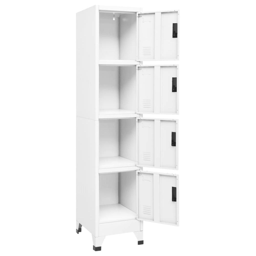 vidaXL Locker Cabinet White 15"x17.7"x70.9" Steel, 339784. Picture 3