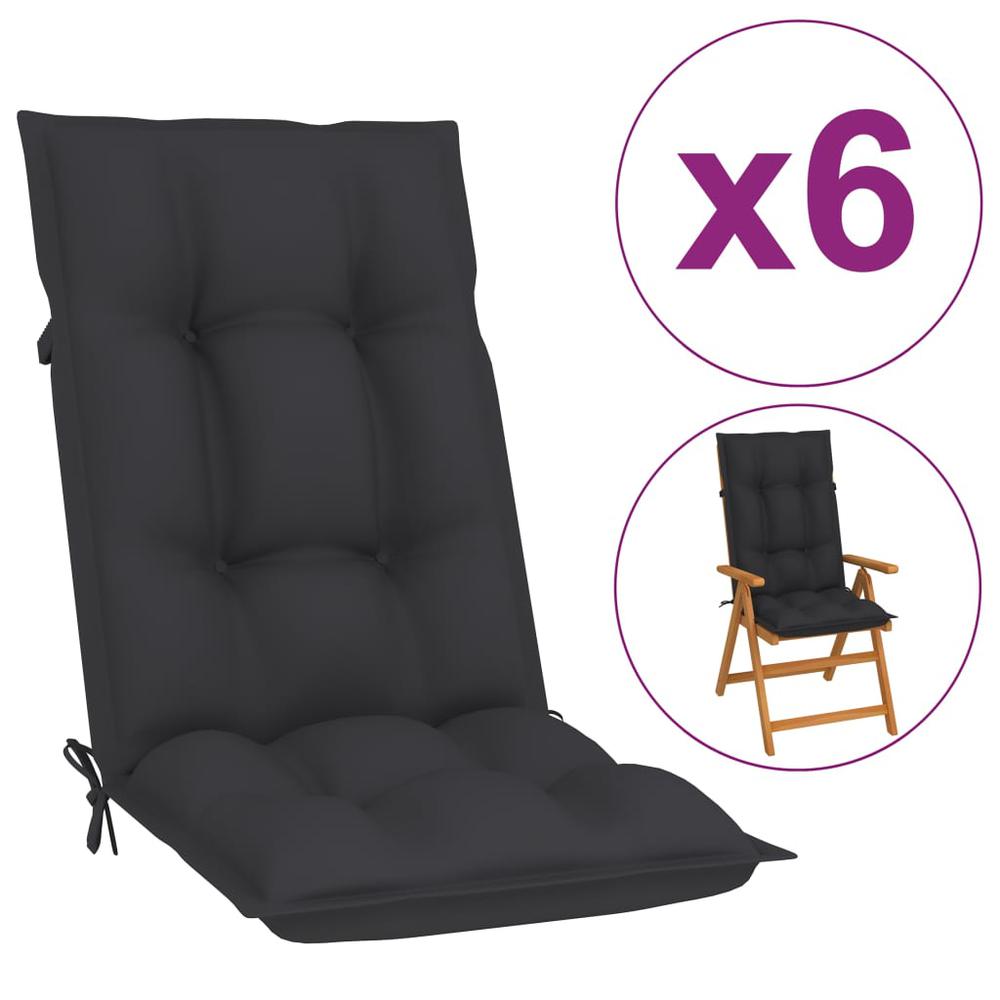 vidaXL Garden Chair Cushions 6 pcs Anthracite 47.2"x19.7"x2.8". The main picture.