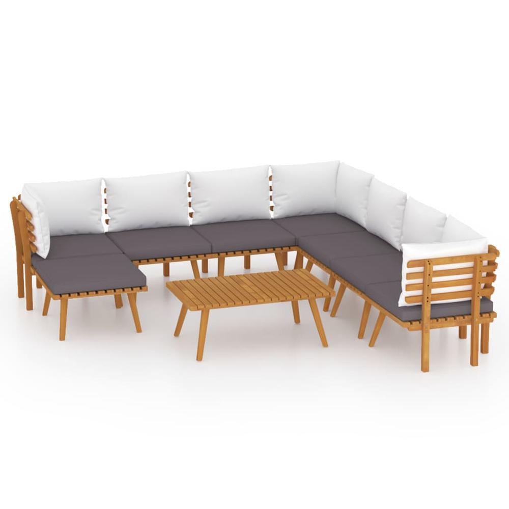 vidaXL 9 Piece Patio Lounge Set with Cushions Solid Acacia Wood, 3087022. Picture 2