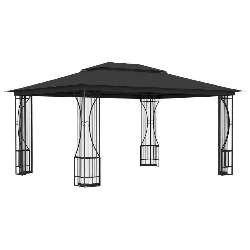 vidaXL Gazebo with Nets 9.8'x13.1'x8.7' Anthracite. Picture 4