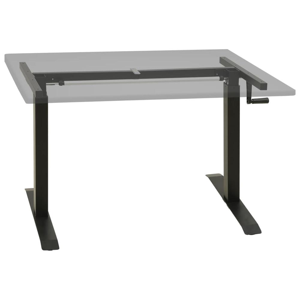 vidaXL Manual Height Adjustable Standing Desk Frame Hand Crank Black. Picture 2