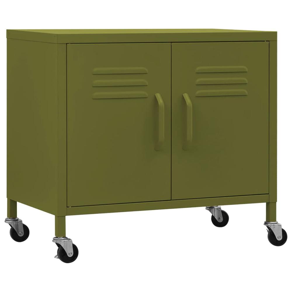 vidaXL Storage Cabinet Olive Green 23.6"x13.8"x22" Steel. Picture 2