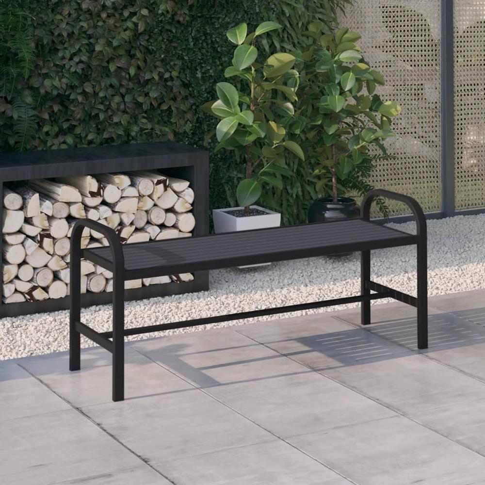 vidaXL Patio Bench 49" Steel and WPC Black. Picture 1