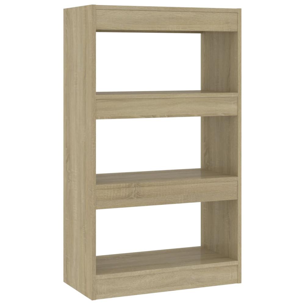vidaXL Book Cabinet/Room Divider Sonoma Oak 23.6"x11.8"x40.6" Engineered Wood. Picture 2
