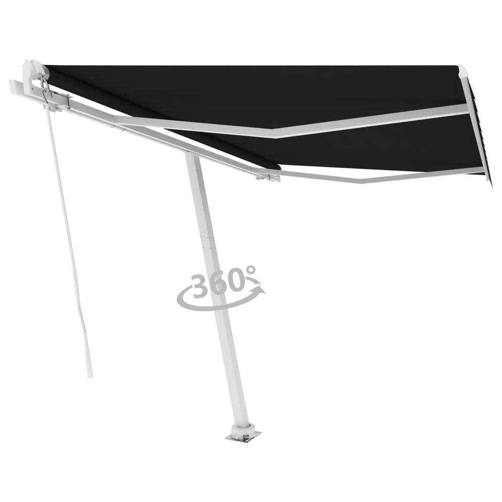 vidaXL Freestanding Manual Retractable Awning 118.1"x98.4" Anthracite, 3069499. Picture 2