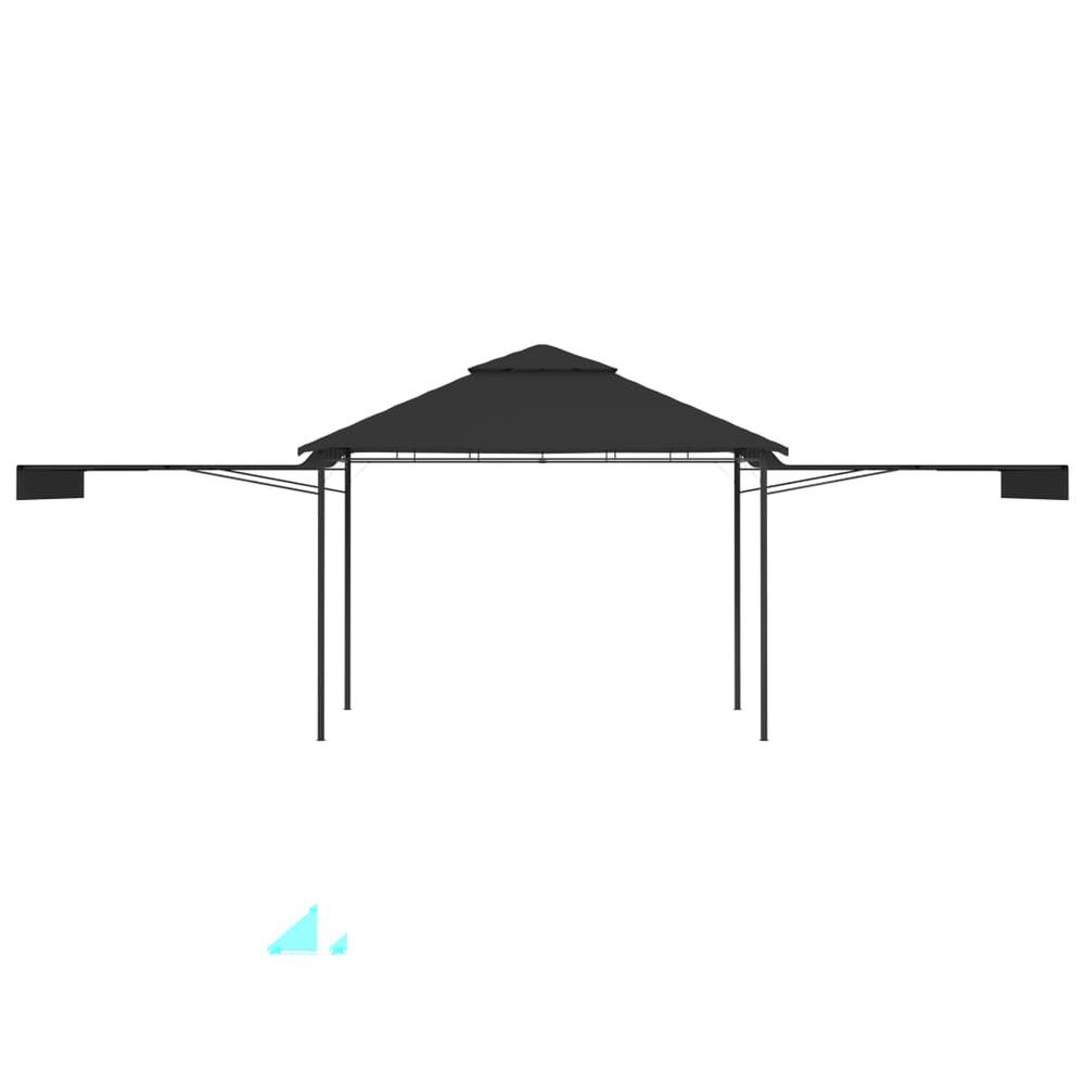 vidaXL Gazebo with Double Extending Roofs 9.8'x9.8'x9' Anthracite 180g/mÂ², 48004. Picture 4