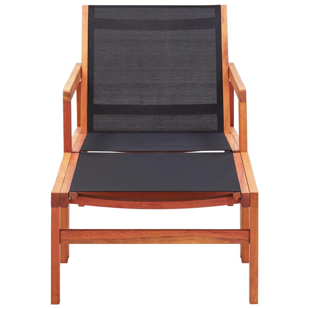 vidaXL Patio Chair with Footrest Solid Eucalyptus Wood and Textilene, 316129. Picture 2