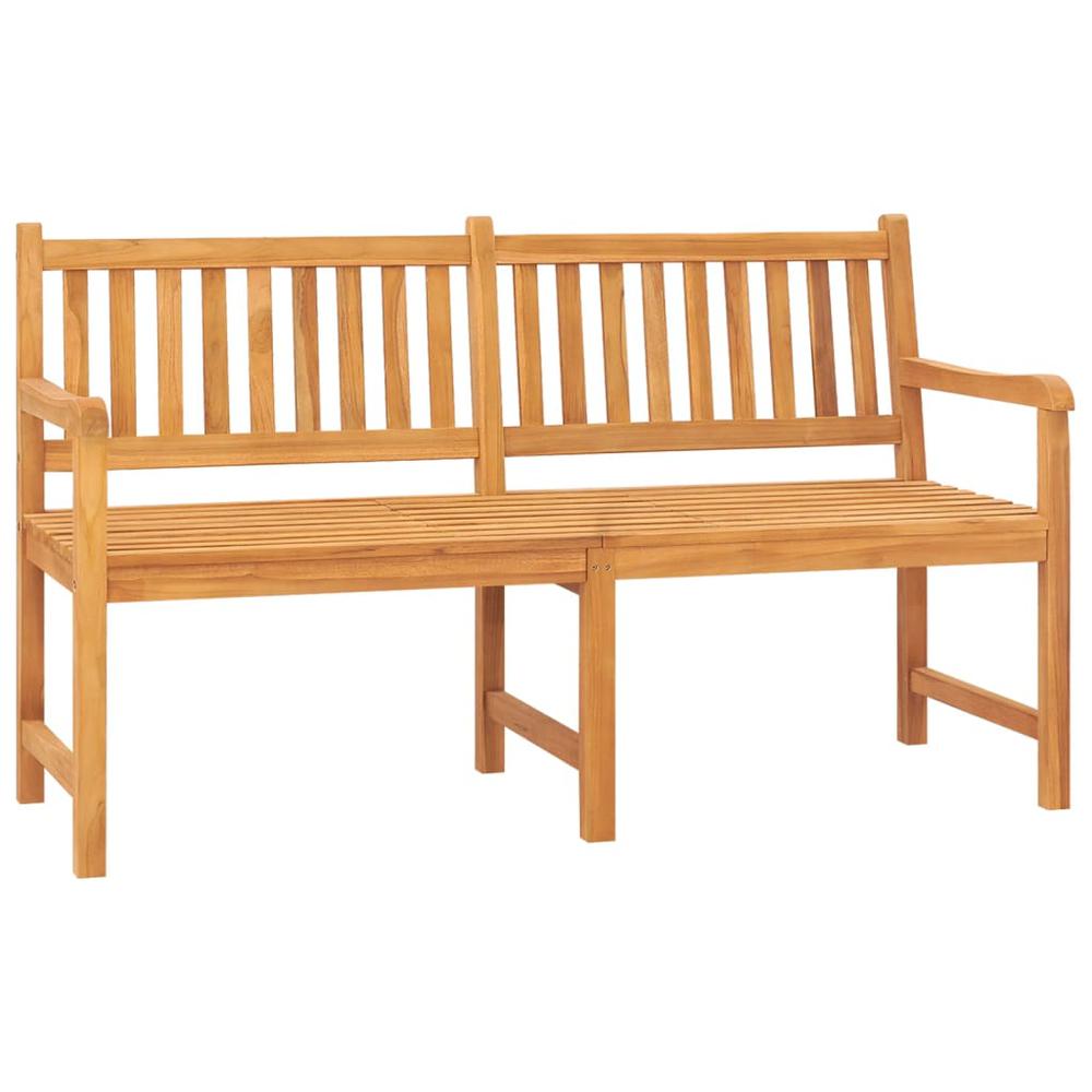 vidaXL 3-Seater Patio Bench with Table 59.1" Solid Teak Wood. Picture 2