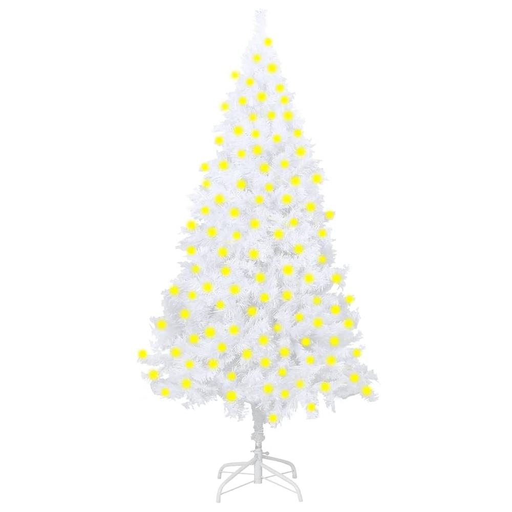 vidaXL Artificial Christmas Tree with LEDs&Thick Branches White 82.7". Picture 1