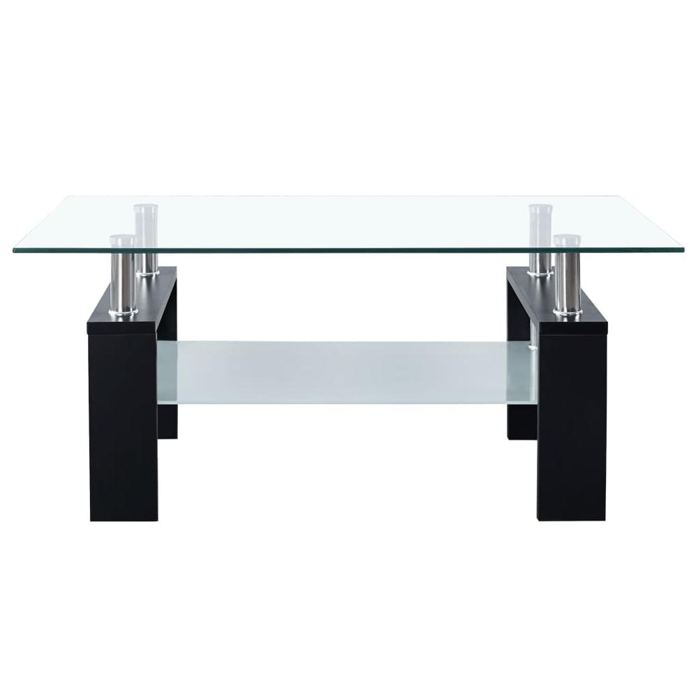 vidaXL Coffee Table Black and Transparent 37.4"x21.7"x15.7" Tempered Glass. Picture 2