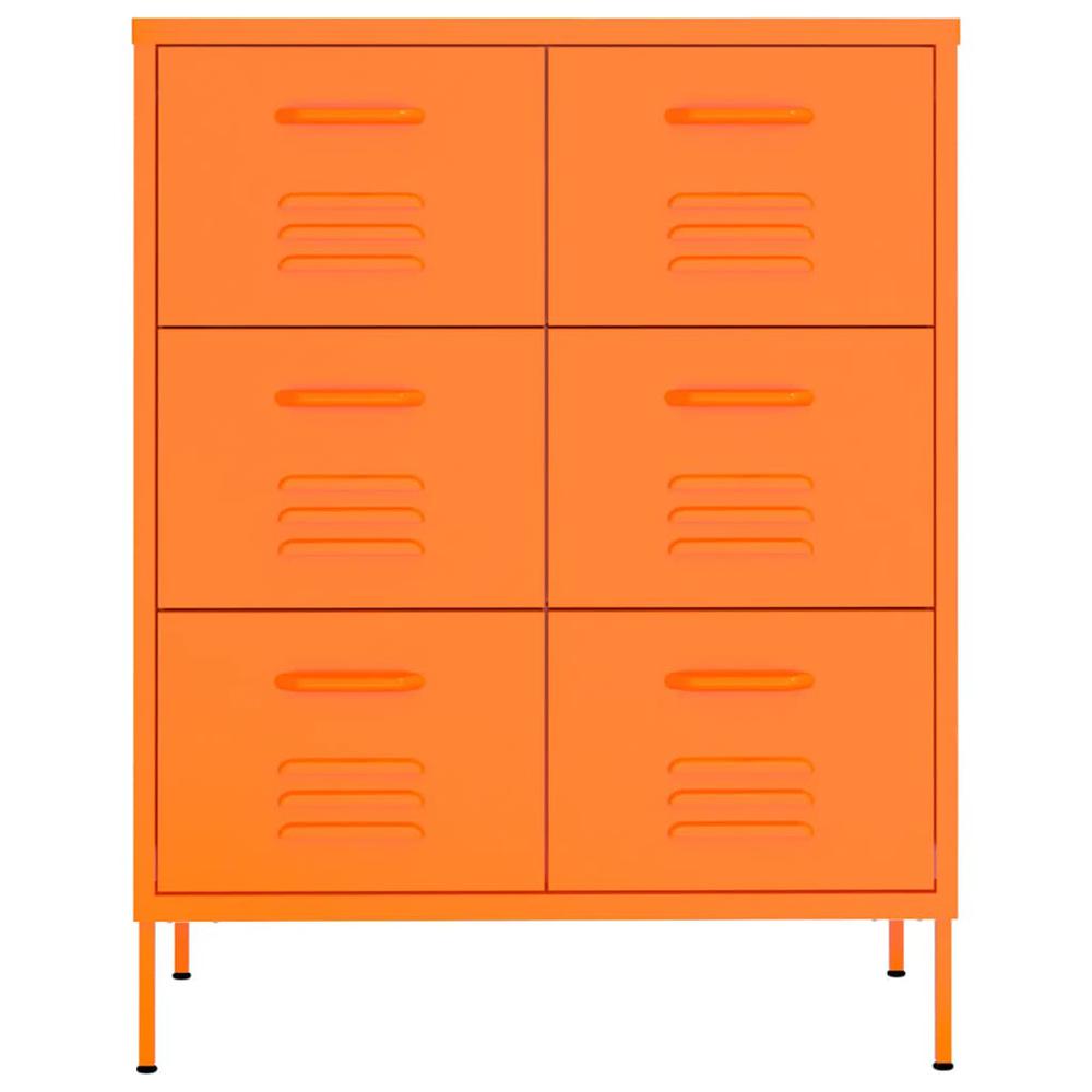 vidaXL Drawer Cabinet Orange 31.5"x13.8"x40" Steel. Picture 3