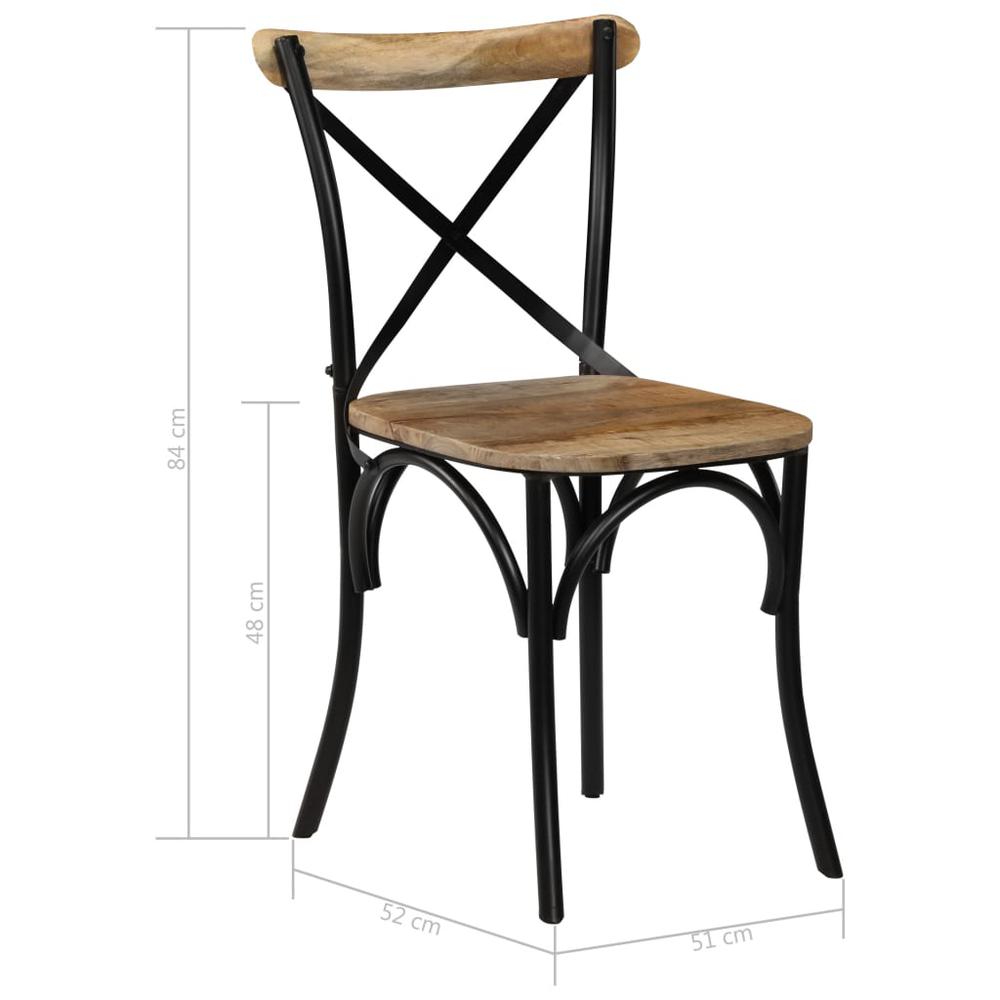 vidaXL Cross Chairs 6 pcs Black Solid Mango Wood. Picture 11