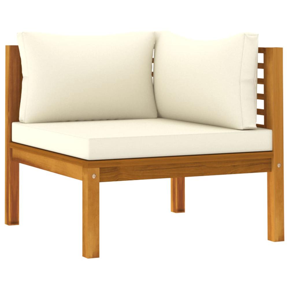 vidaXL 2-Seater Patio Sofa with Cream Cushion Solid Acacia Wood. Picture 2