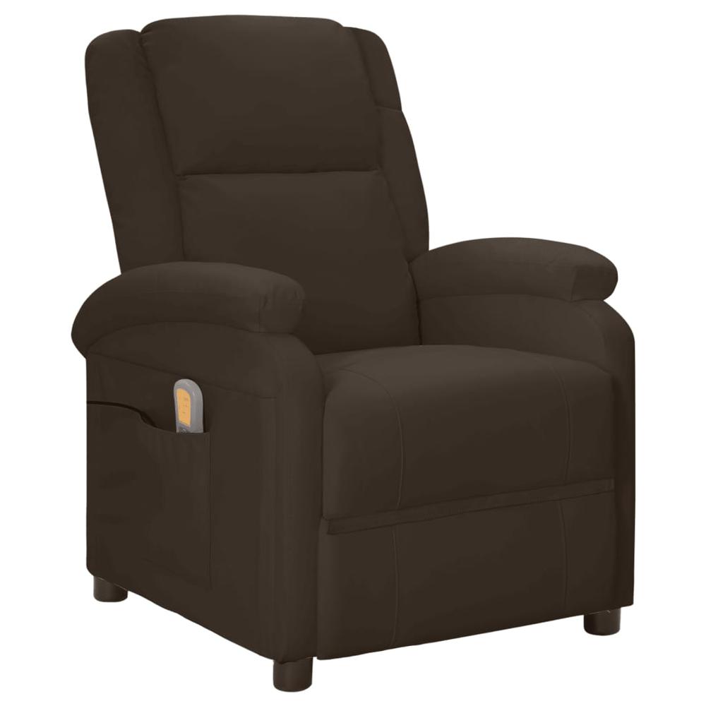 vidaXL Massage Recliner Brown Faux Leather. Picture 1