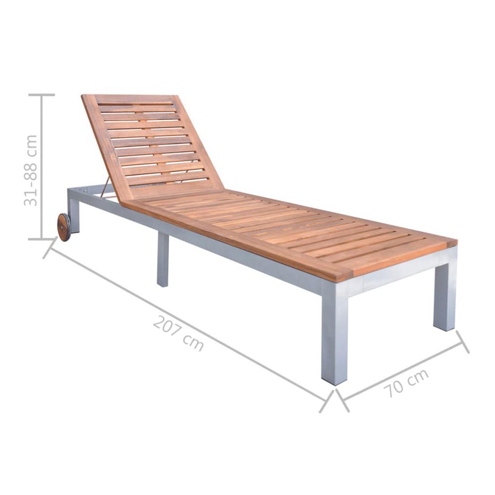 vidaXL Sun Lounger with Cushion Solid Acacia Wood and Galvanized Steel, 3061550. Picture 11