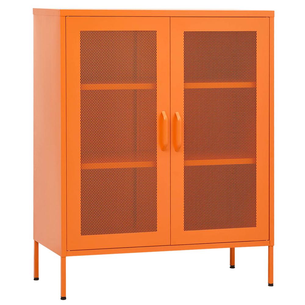 vidaXL Storage Cabinet Orange 31.5"x13.8"x40" Steel, 336174. Picture 2
