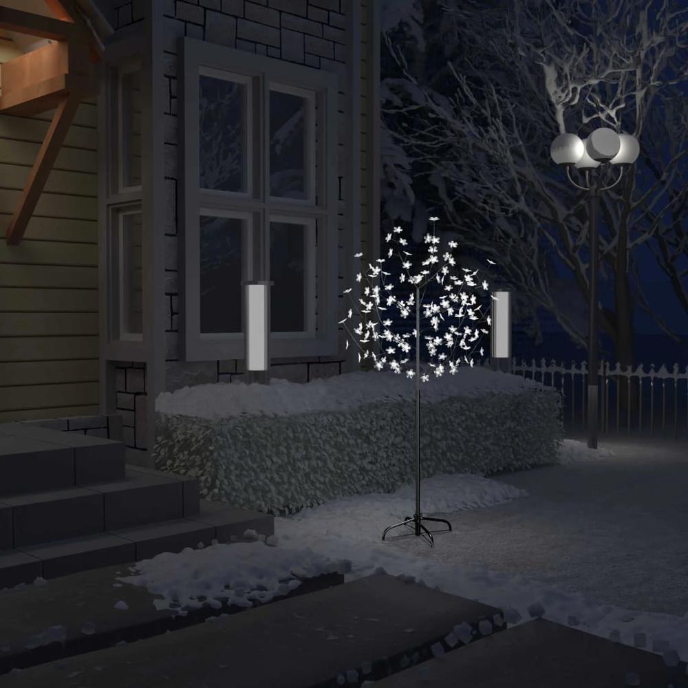 vidaXL Christmas Tree 120 LEDs Cold White Light Cherry Blossom 59.1". Picture 1