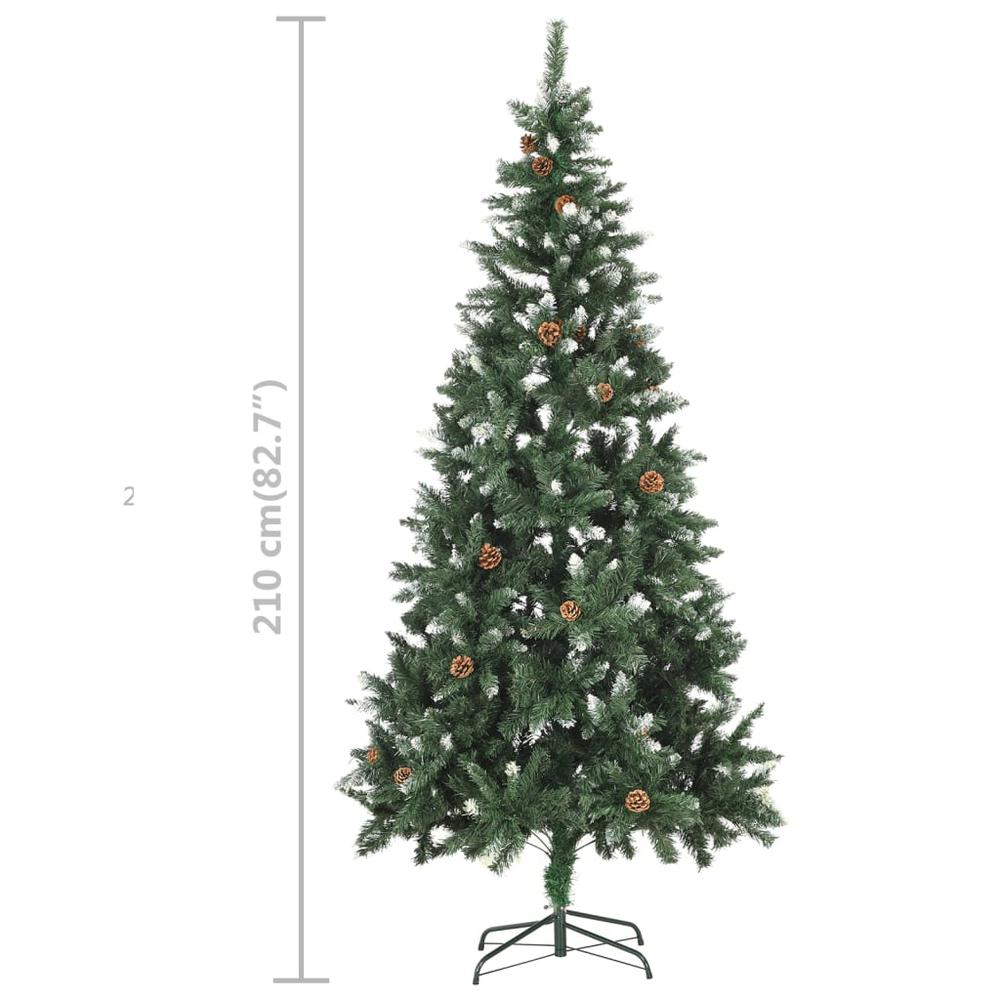 vidaXL Artificial Christmas Tree with LEDs&Ball Set&Pine Cones 82.7", 3077849. Picture 11