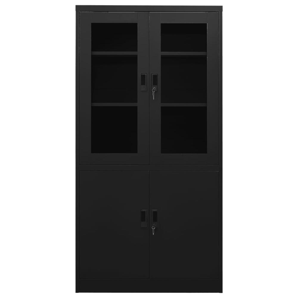 vidaXL Office Cabinet Black 35.4"x15.7"x70.9" Steel, 335948. Picture 2