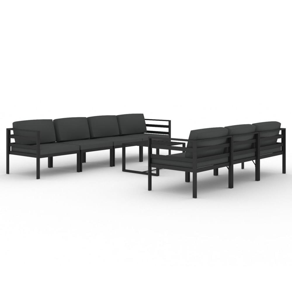 vidaXL 8 Piece Patio Lounge Set with Cushions Aluminum Anthracite, 3107806. Picture 2