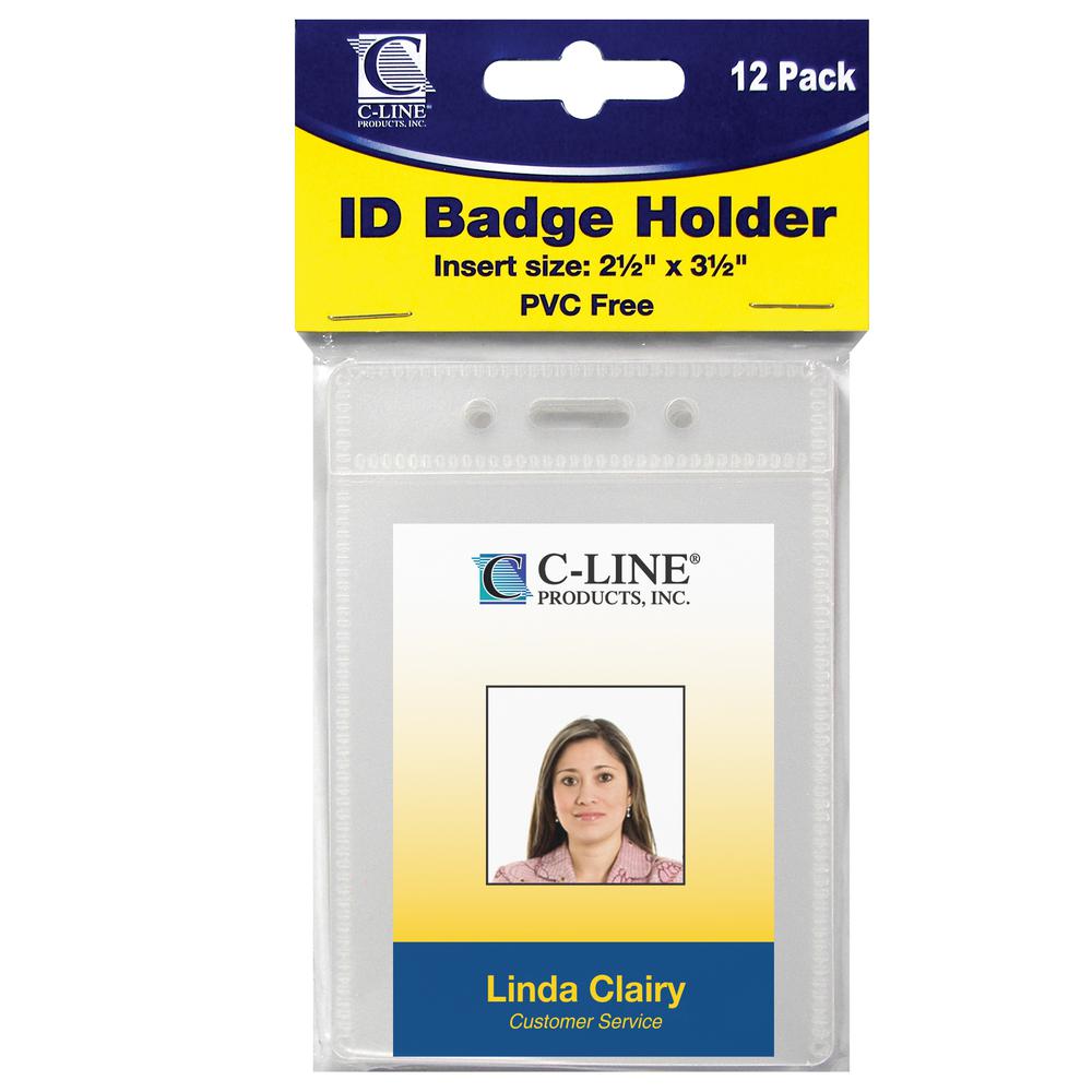 ID Badge Holders, Vertical, 2-1/2 x 3-1/2, 12/PK, 89723. Picture 1