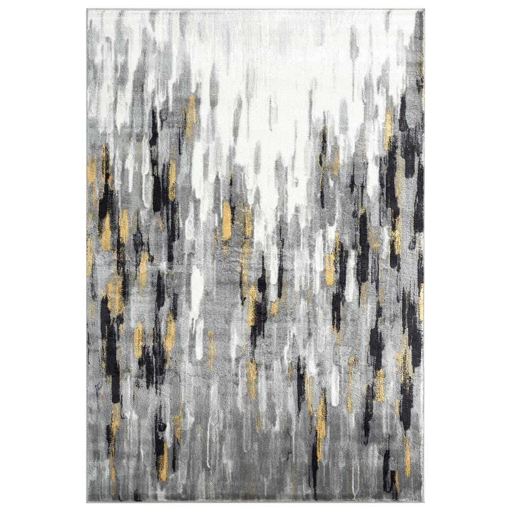 Abani Porto PRT140C Contemporary Grey and Yellow Abstract Area Rug  - 4 x 6. The main picture.