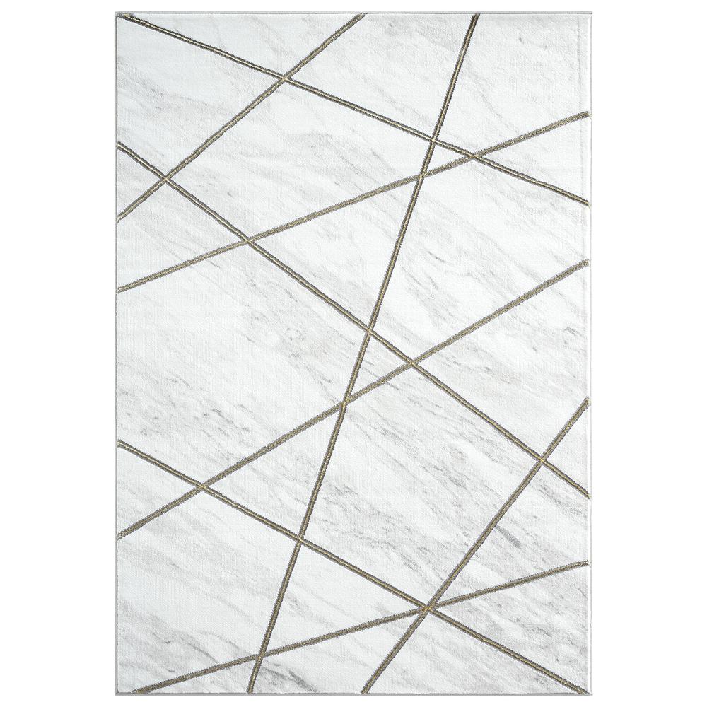 Abani Luna LUN150A Contemporary Marble Gold Lines Area Rug - 4 x 6. Picture 1