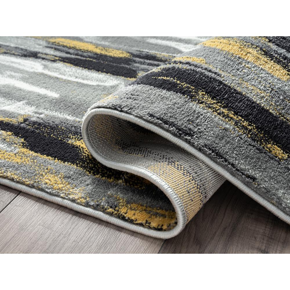Abani Porto PRT140C Contemporary Grey and Yellow Abstract Area Rug  - 53x76. Picture 3