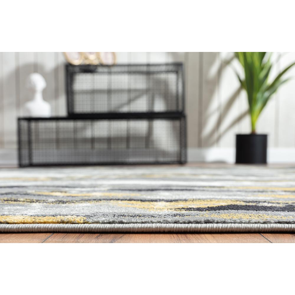 Abani Porto PRT140C Contemporary Grey and Yellow Abstract Area Rug  - 4 x 6. Picture 6