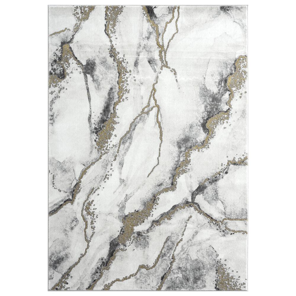 Abani Luna LUN170A Contemporary Marble Grey and Metallic Gold Area Rug - 6 x 9. Picture 1