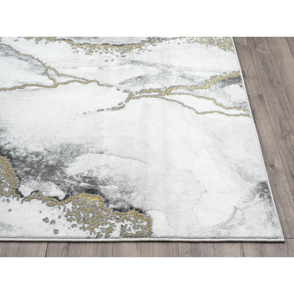 Abani Luna LUN170A Contemporary Marble Grey and Metallic Gold Area Rug - 53x76. Picture 4