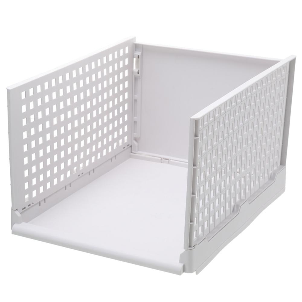 Folding and Stackable Storage Shelf | Foldable Drawer Organizer | Closet Wardrobe Organizer, Set of 4, Light Gray. The main picture.