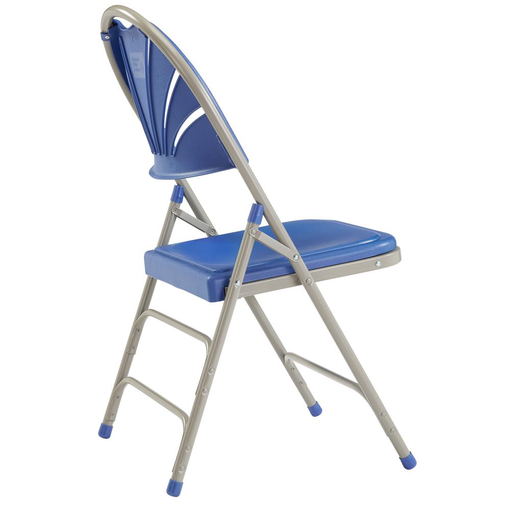 NPS® 1100 Series Deluxe Fan Back With Triple Brace Double Hinge Folding Chair, Blue (Pack of 4). Picture 3