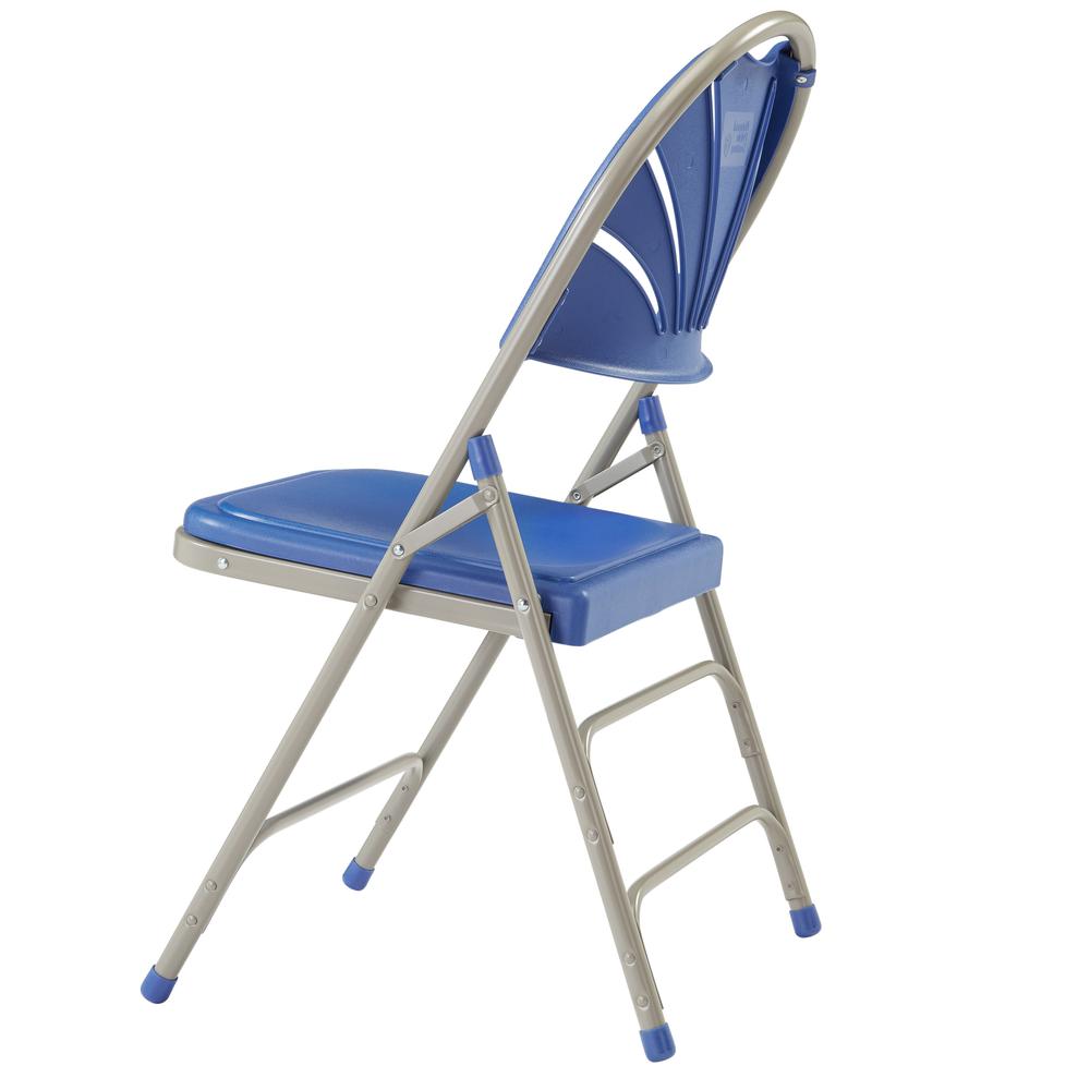NPS® 1100 Series Deluxe Fan Back With Triple Brace Double Hinge Folding Chair, Blue (Pack of 4). Picture 4