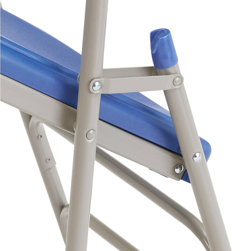 NPS® 1100 Series Deluxe Fan Back With Triple Brace Double Hinge Folding Chair, Blue (Pack of 4). Picture 5