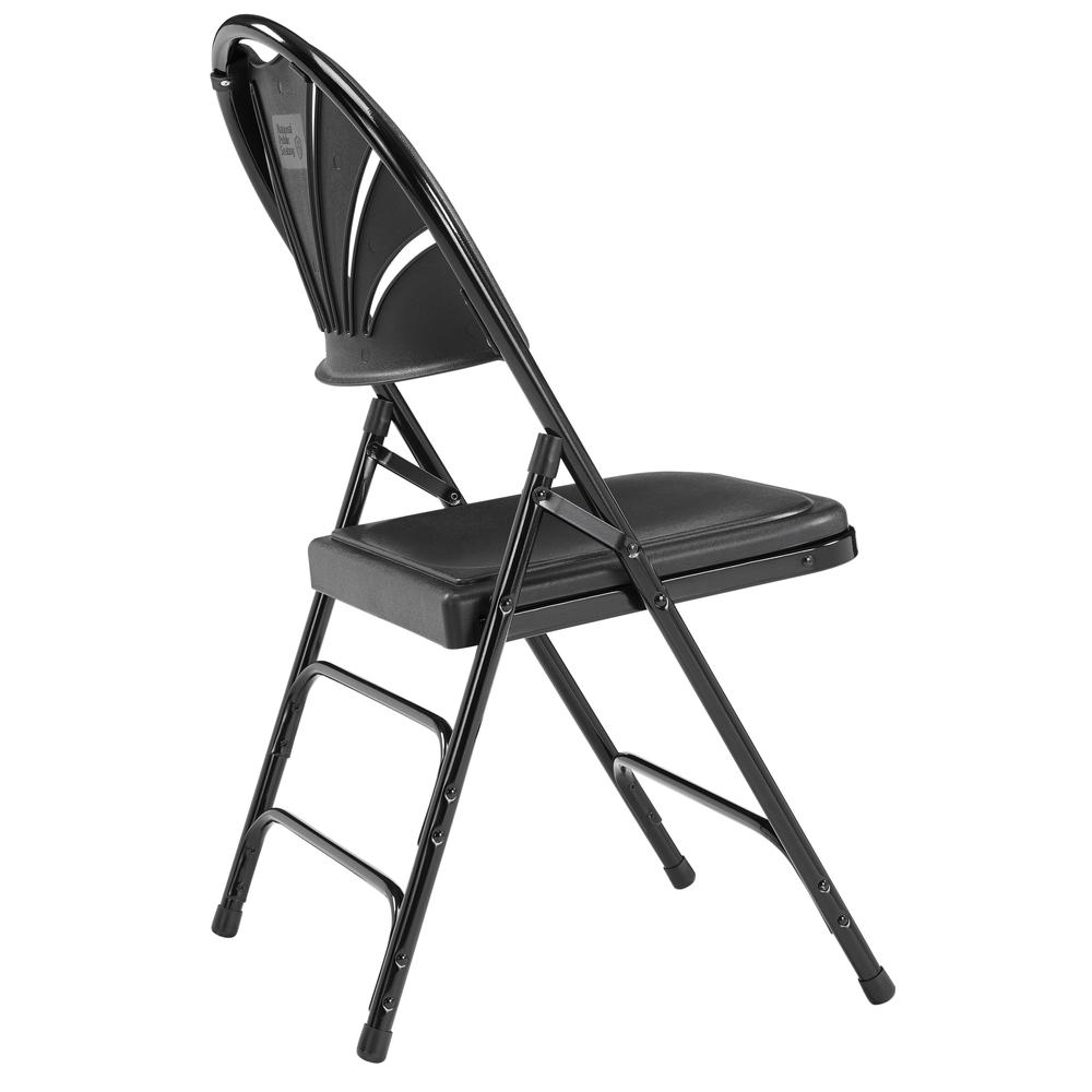 NPS® 1100 Series Deluxe Fan Back With Triple Brace Double Hinge Folding Chair, Black (Pack of 4). Picture 3