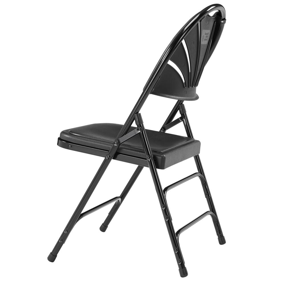 NPS® 1100 Series Deluxe Fan Back With Triple Brace Double Hinge Folding Chair, Black (Pack of 4). Picture 4