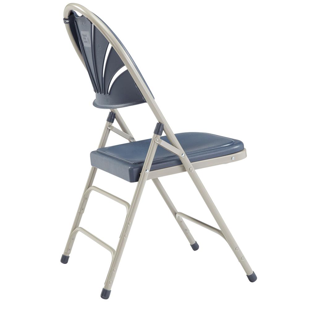 NPS® 1100 Series Deluxe Fan Back With Triple Brace Double Hinge Folding Chair, Dark Blue (Pack of 4). Picture 3