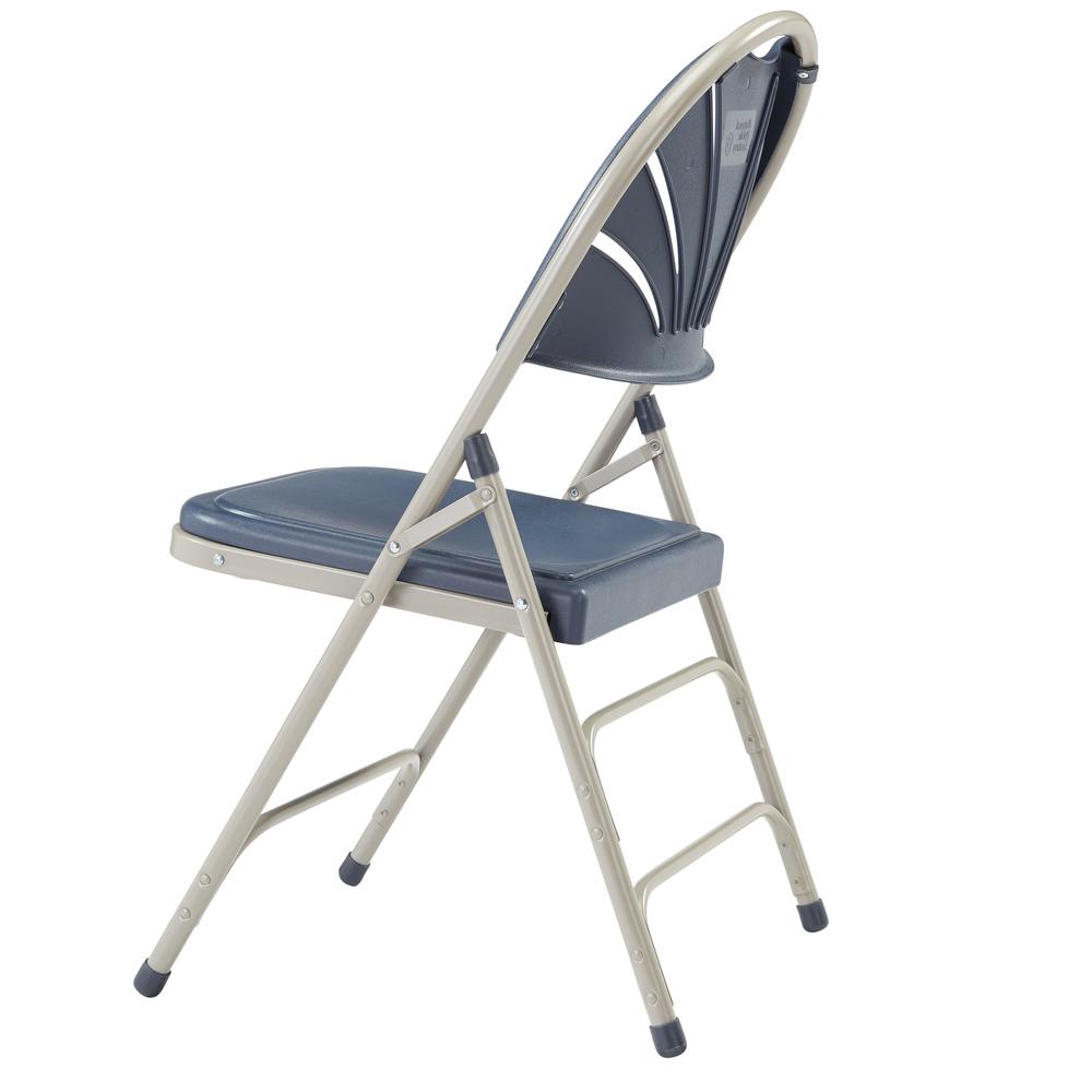 NPS® 1100 Series Deluxe Fan Back With Triple Brace Double Hinge Folding Chair, Dark Blue (Pack of 4). Picture 4