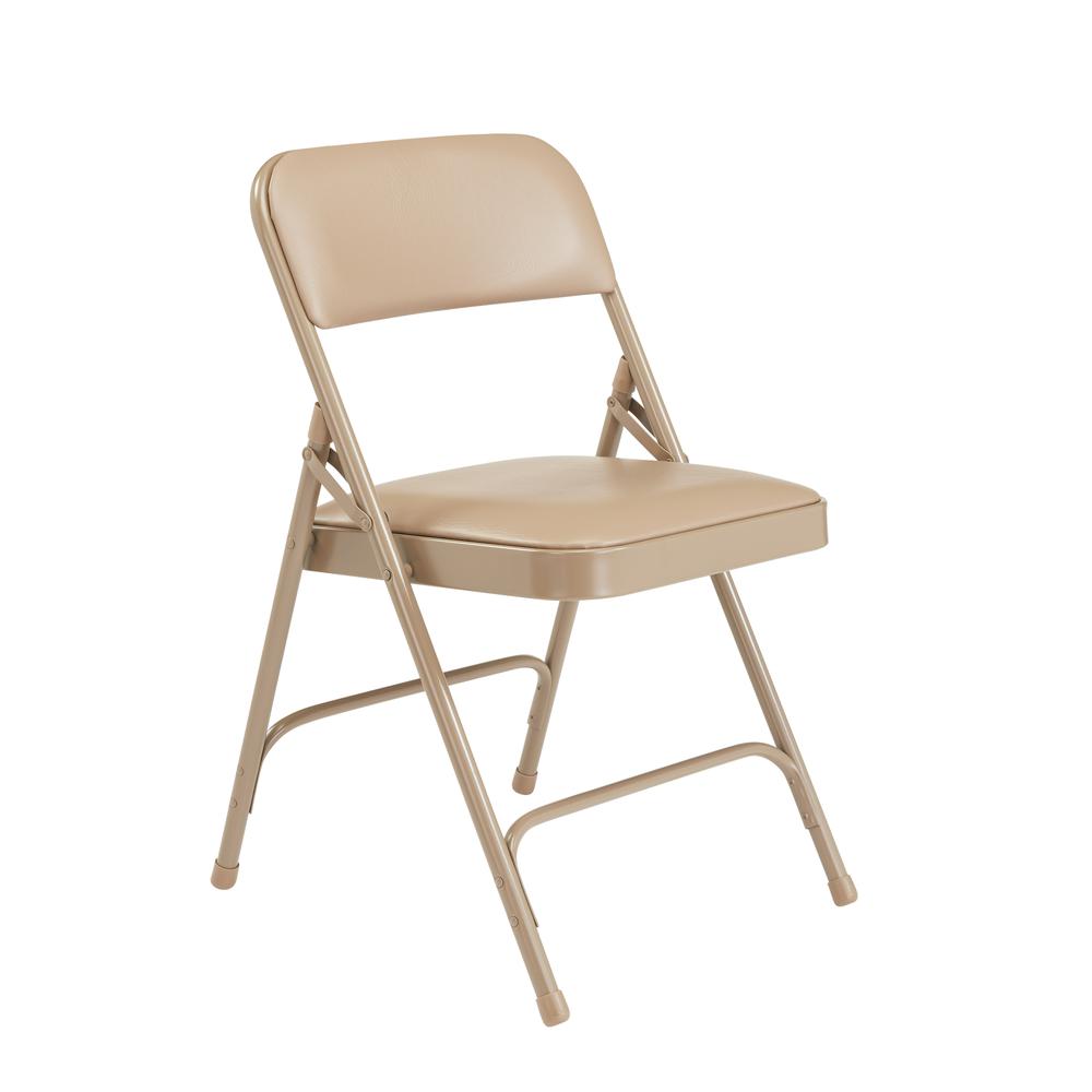 NPS® 1200 Series Premium Vinyl Upholstered Double Hinge Folding Chair, French Beige (Pack of 4). Picture 1