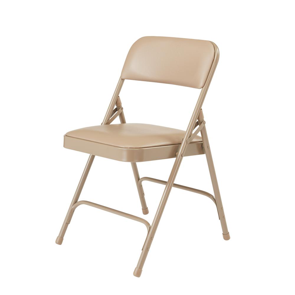 NPS® 1200 Series Premium Vinyl Upholstered Double Hinge Folding Chair, French Beige (Pack of 4). Picture 2