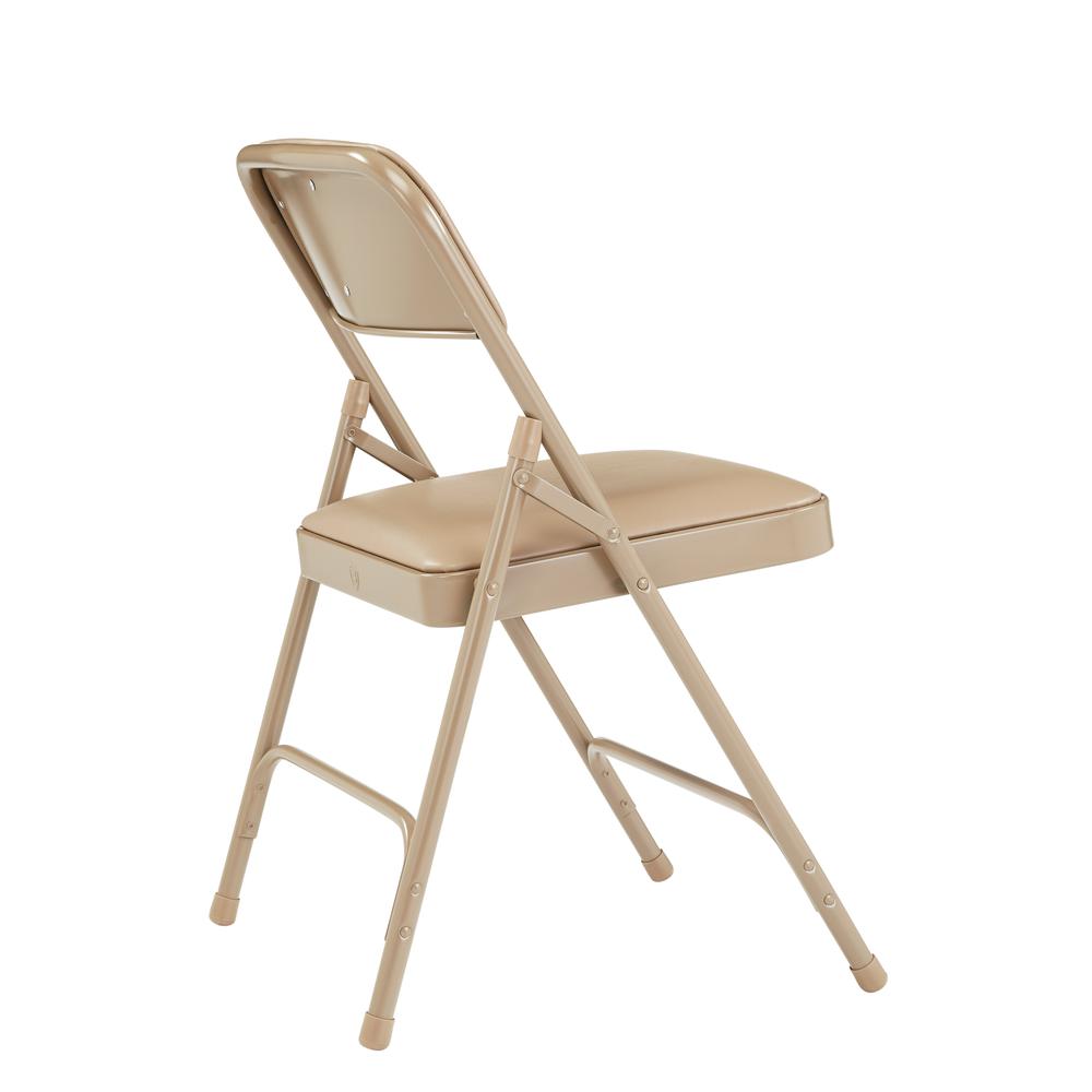 NPS® 1200 Series Premium Vinyl Upholstered Double Hinge Folding Chair, French Beige (Pack of 4). Picture 3