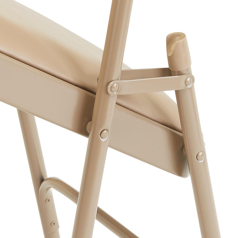 NPS® 1200 Series Premium Vinyl Upholstered Double Hinge Folding Chair, French Beige (Pack of 4). Picture 5
