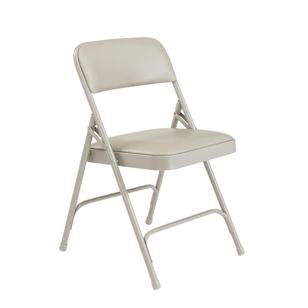 NPS® 1200 Series Premium Vinyl Upholstered Double Hinge Folding Chair, Warm Grey (Pack of 4). Picture 1